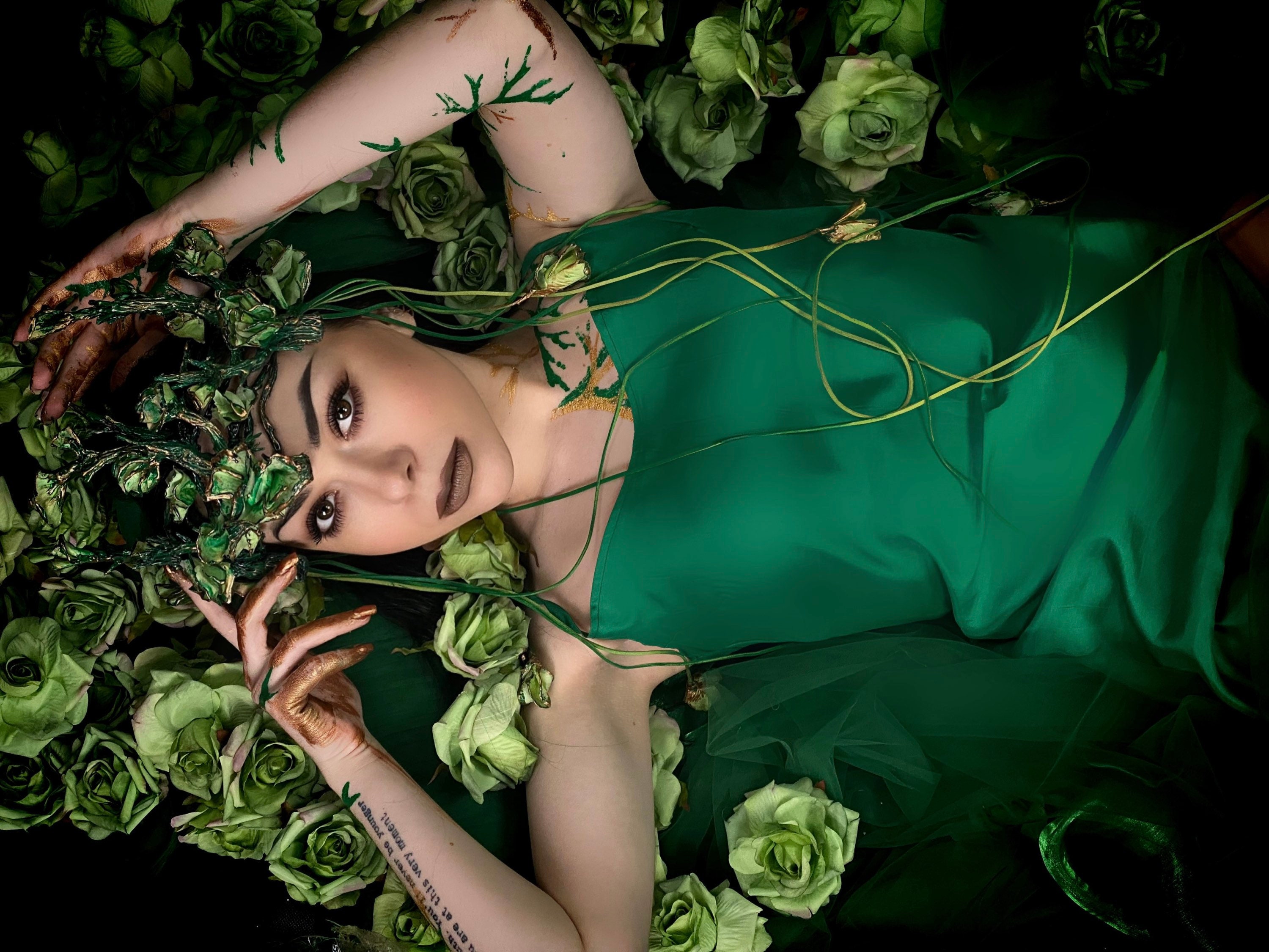 Nymph Flower Tiara, Green Fairy Tiara, Branch Rose Crown