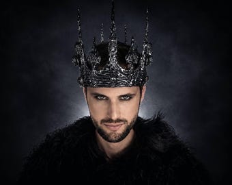 Halloween, Tenn Svart Dödskalle Krona, Gotisk Mörk Kung Huvudbonad