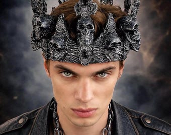 Brennende Mann, Unisex Gothic Schädel Krone, Dark King, Halloween Cosplay