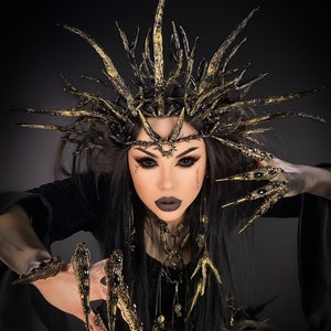 Dunkle Waldhexe, Böse Königin, Dunkelfee, Vampir Krone, Voodoo Priestess, Dunkle Göttin Tiara, Dark Fairy Kopfschmuck, Woodland Tiara, Vampir Krone