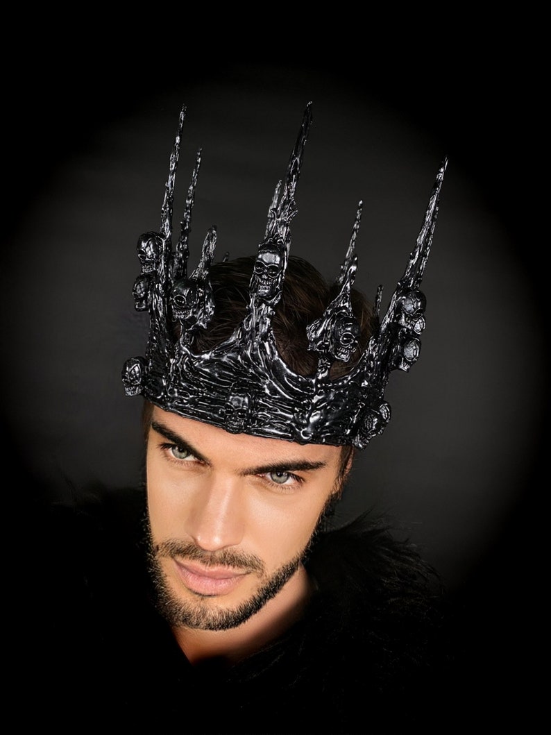 Pewter Black Crown Gothic Men's Crown Dark King Large Etsy