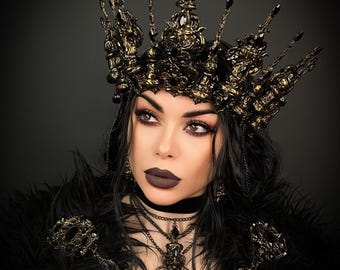 Dark Queen Crown, Gothic Headpiece, Fantasy Cosplay, Black  display picture 2