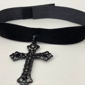 Gothic Cross, Gothic Jewelry, Gothic Necklace, Victorian Cross Pendant, Medieval Choker, Renaissance Necklace, Cross Choker image 4