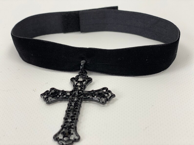 Gothic Cross, Gothic Jewelry, Gothic Necklace, Victorian Cross Pendant, Medieval Choker, Renaissance Necklace, Cross Choker image 4