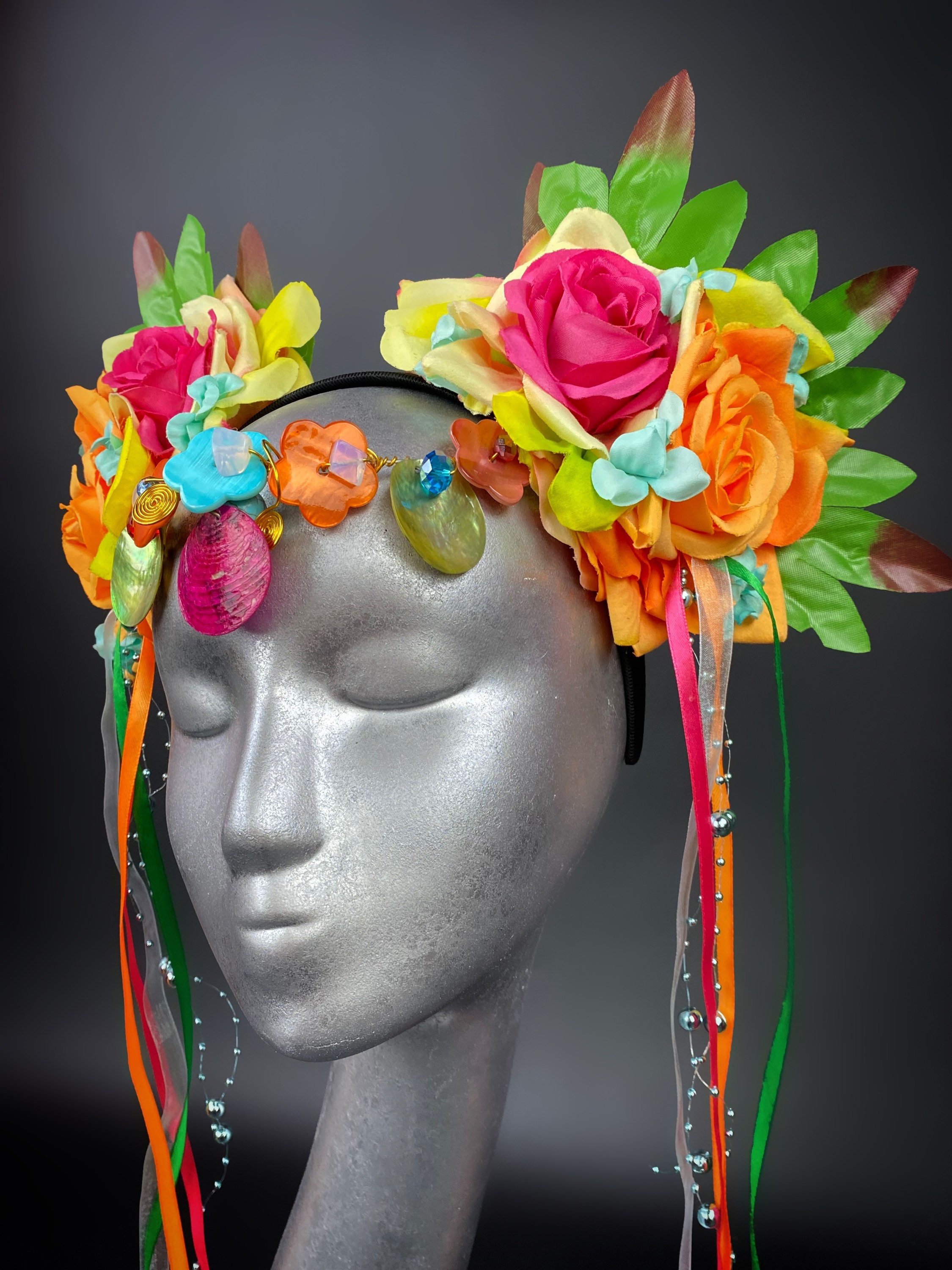 Corona Di Fiori Boho - Fascia Floreale Per Capelli, Party, Matrimoni, Blu - Foto 9