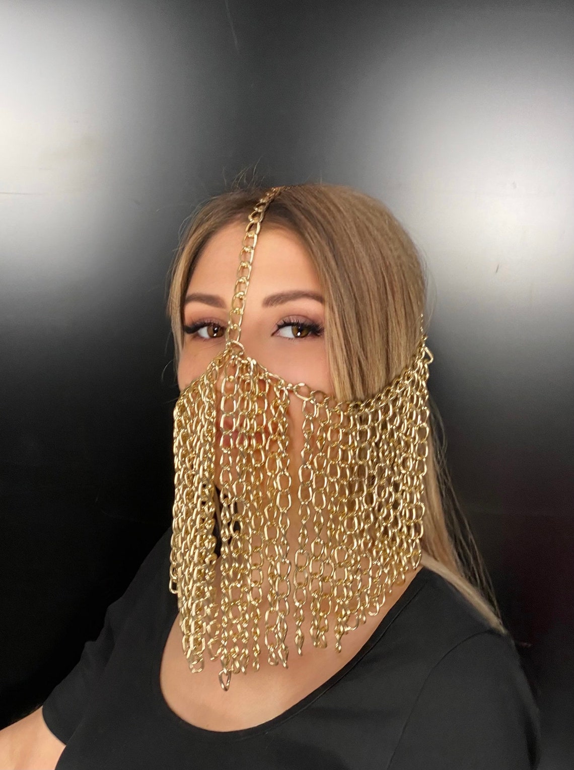 Chain Face Mask for Women Harness Chain Mask Silver Face Etsy