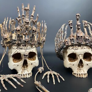 Voodoo crowns for couples, Voodoo Priestess and Voodoo Priest, Skull Queen and Skull King, Gothic Crown, Evil Queen and Dark King image 7