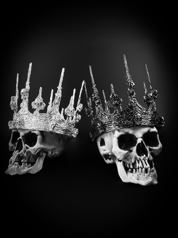 White King and Black Queen Gothic Crowns for a Couple Evil 