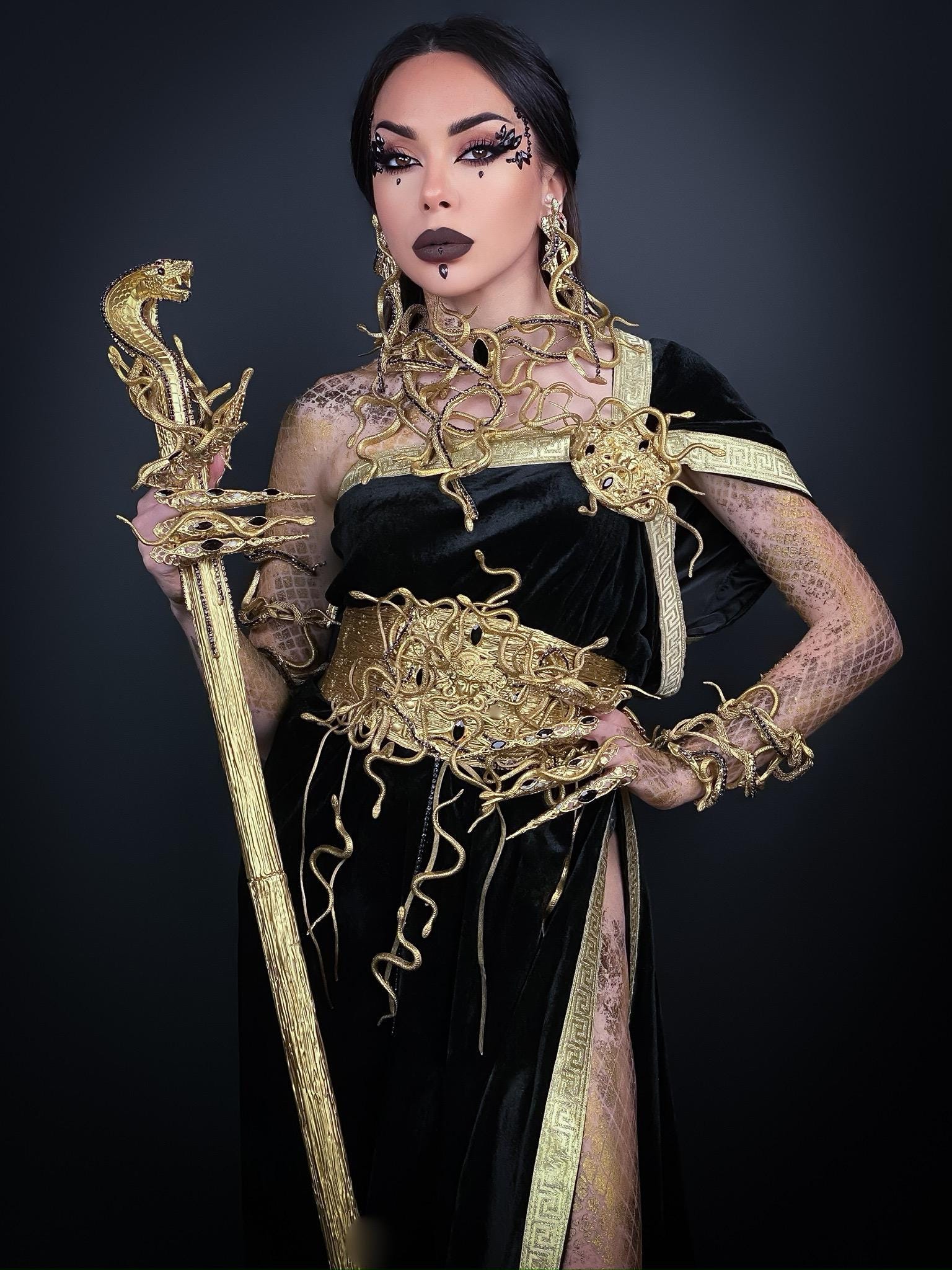 black medusa dress Costume Select size:20 Sleeve Length: Short Sleeve 6 Men's Black Comfortable Costume women's Medusa model