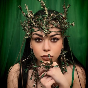 Nymph Tiara, Wood Elf Crown, Crown of Branches, Forest Queen Headpiece, Fairy Tiara, Elf Headdress, Forest Witch, Midsummer Festival image 6