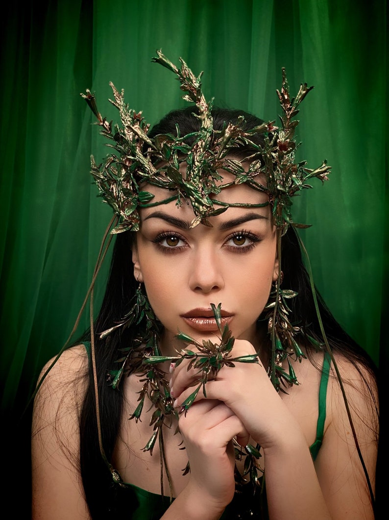 Nymph Tiara, Wood Elf Crown, Crown of Branches, Forest Queen Headpiece, Fairy Tiara, Elf Headdress, Forest Witch, Midsummer Festival image 6