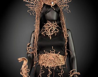 Rose Gold Gorgon Halo crown, Medusa Goddess costume, Spiked Gothic, Halloween headdress