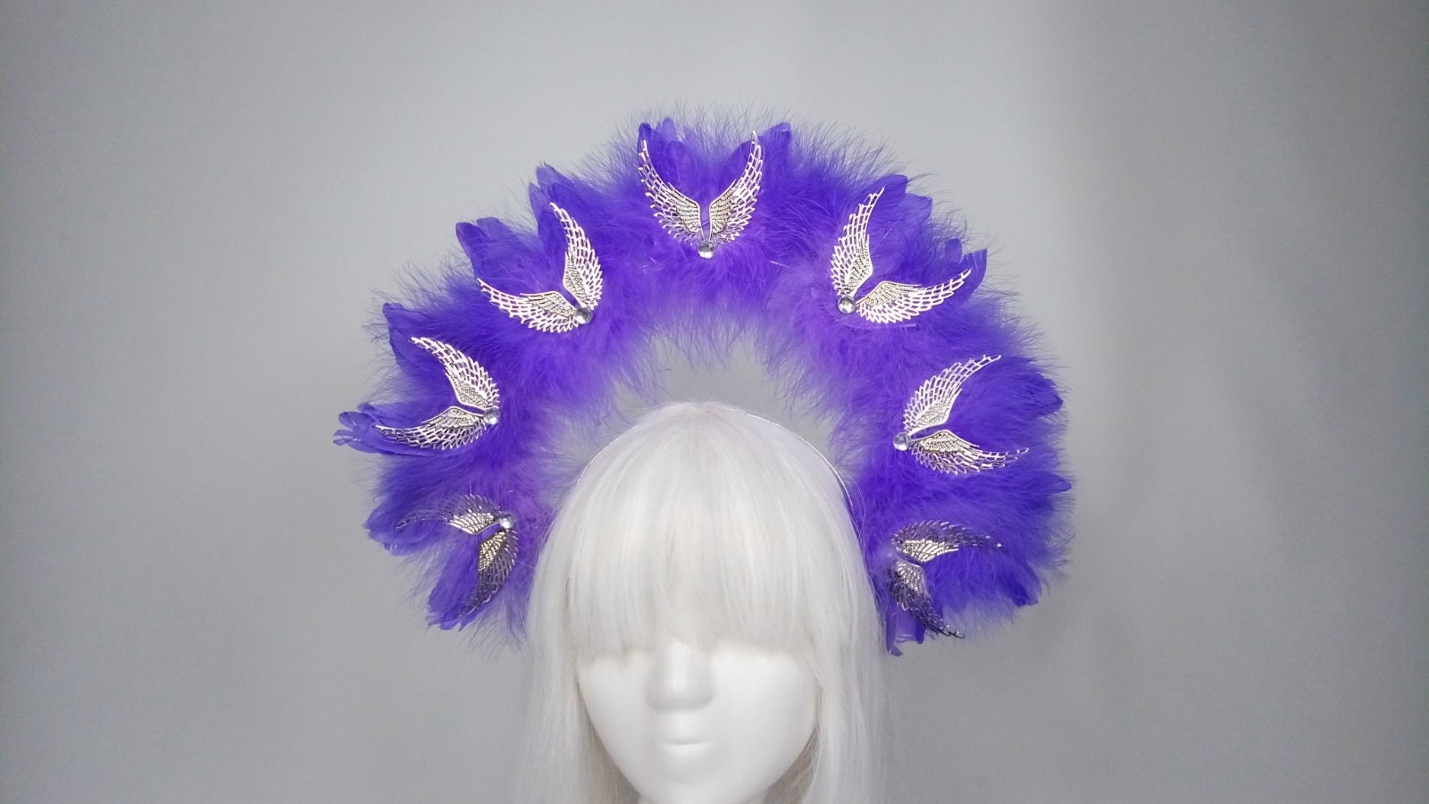 Cabaret feather crown Large Halo crown Mardi Gras pink | Etsy