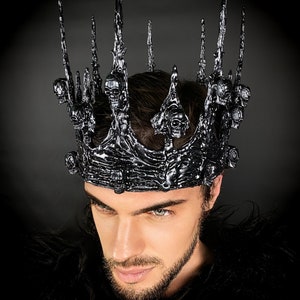 Pewter Black Crown, Gothic Men's Crown, Dark King, Large Men's Crown ...