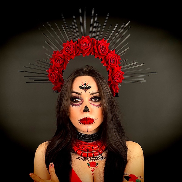 Dia De Los Muertos Flower Crown Etsy
