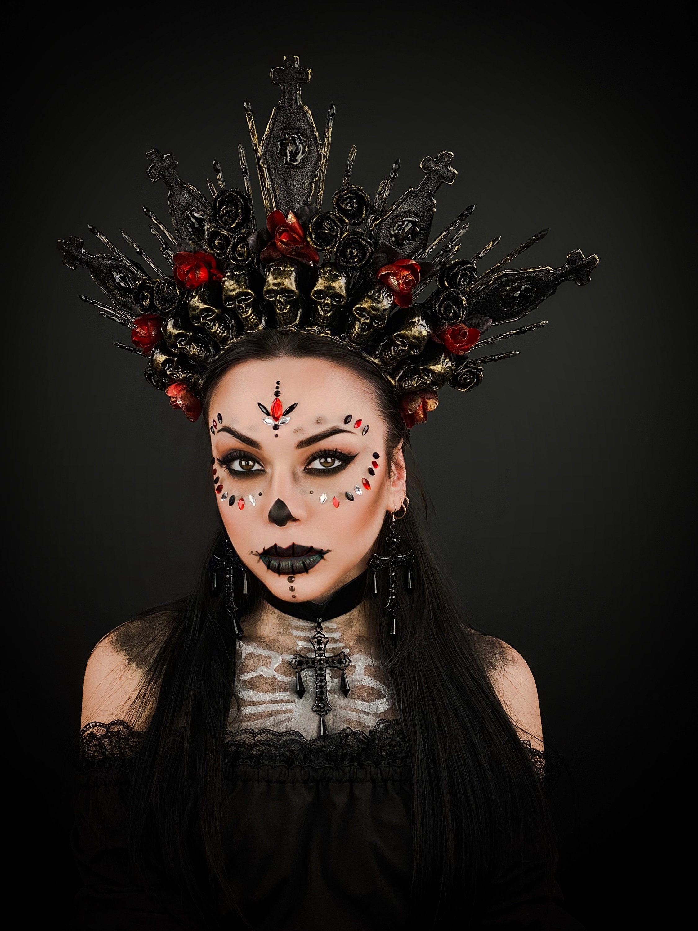 Day Of The Dead Stirnband – Halloween-Kopfschmuck Mit Totenkopf-Motiv, Elastisch, Für Damen