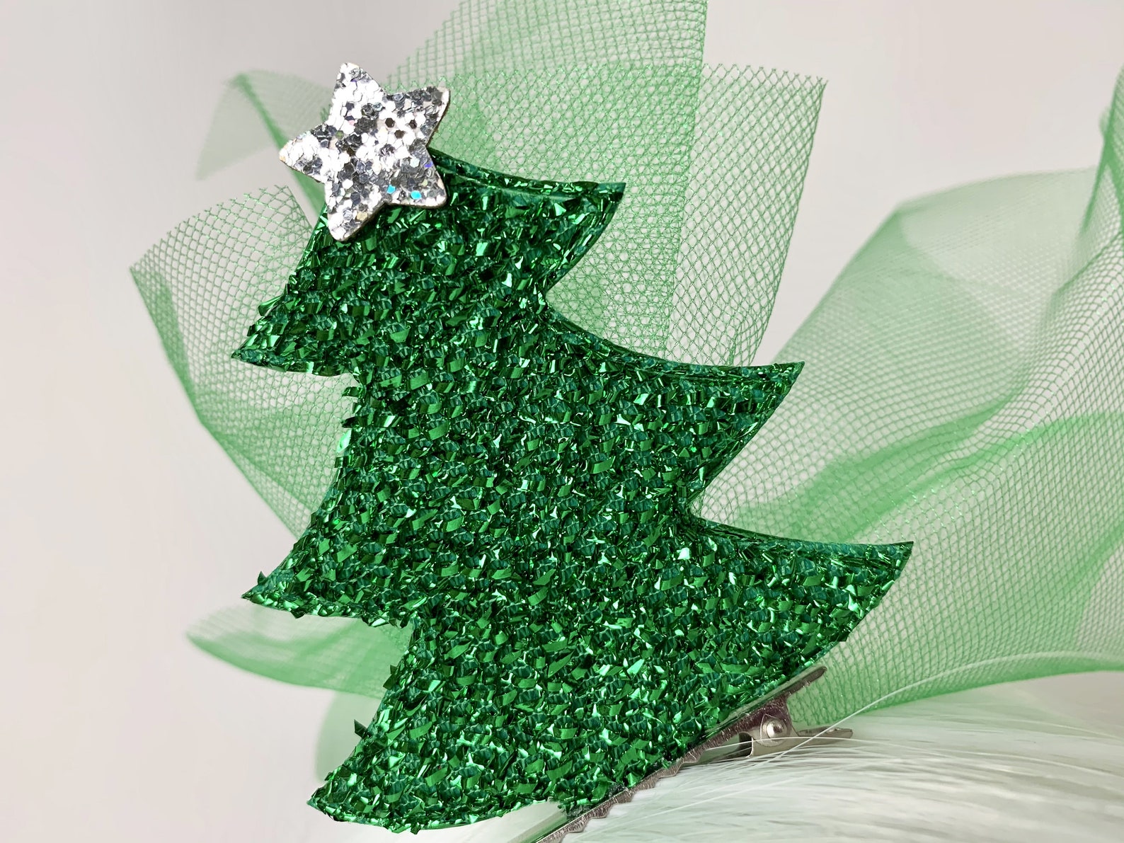 Christmas Tree Hair Clip Christmas Tree Headband Green Xmas Etsy