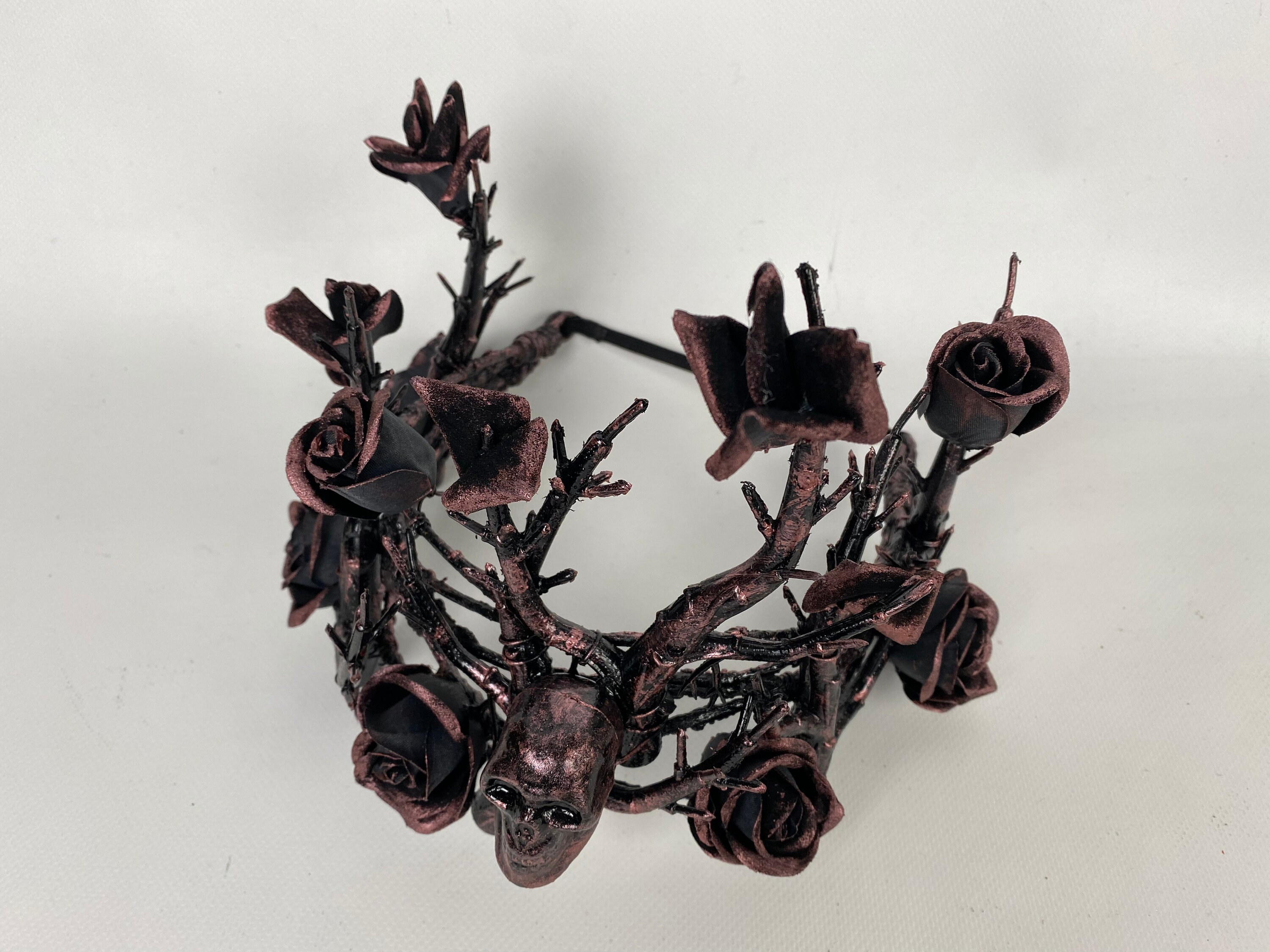 Couronne De Fleurs Noires - Serre-tête Gothique Elfique Pour Halloween & Fêtes