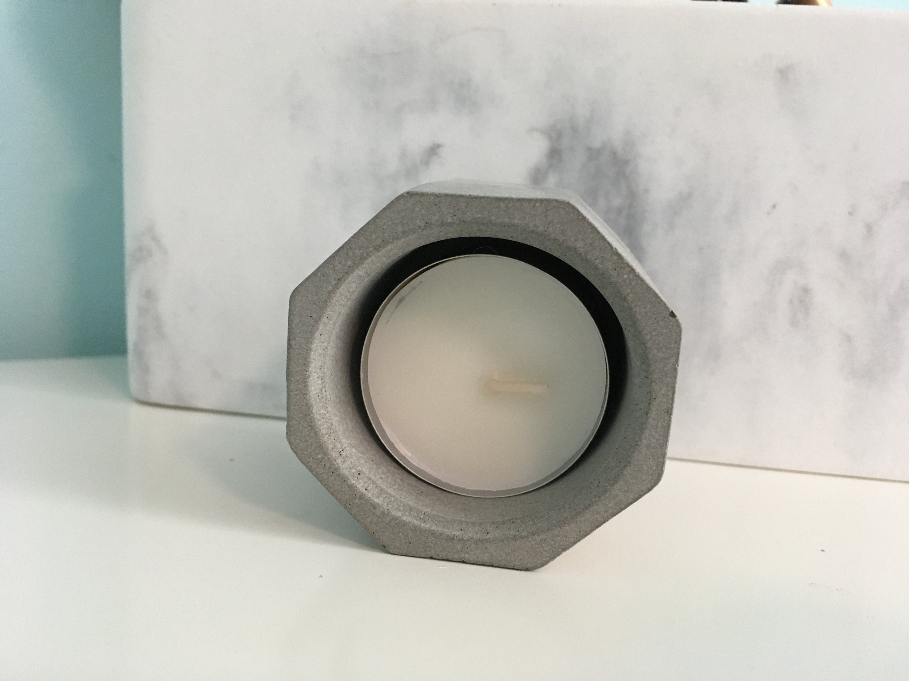 Handmade Cement Candle Holder with candle 15 of proceeds Etsy