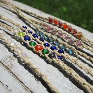 Beaded Hemp Wish Bracelet Choose your color and scent 5% of proceeds donated to the Amazon Rainforest Conservation Handmade image 1