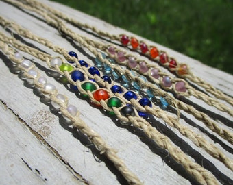 Beaded Hemp Wish Bracelet | Choose your color and scent | 5% of proceeds donated to the Amazon Rainforest Conservation | Handmade