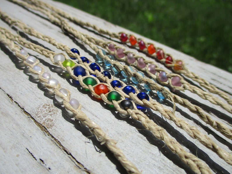 Beaded Hemp Wish Bracelet Choose your color and scent 5% of proceeds donated to the Amazon Rainforest Conservation Handmade image 1