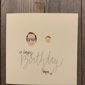 Carte de joyeux anniversaire | Visages carte d'| Carte peinte à la main | Carte personnalisée | Carte d’anniversaire | anniversaire