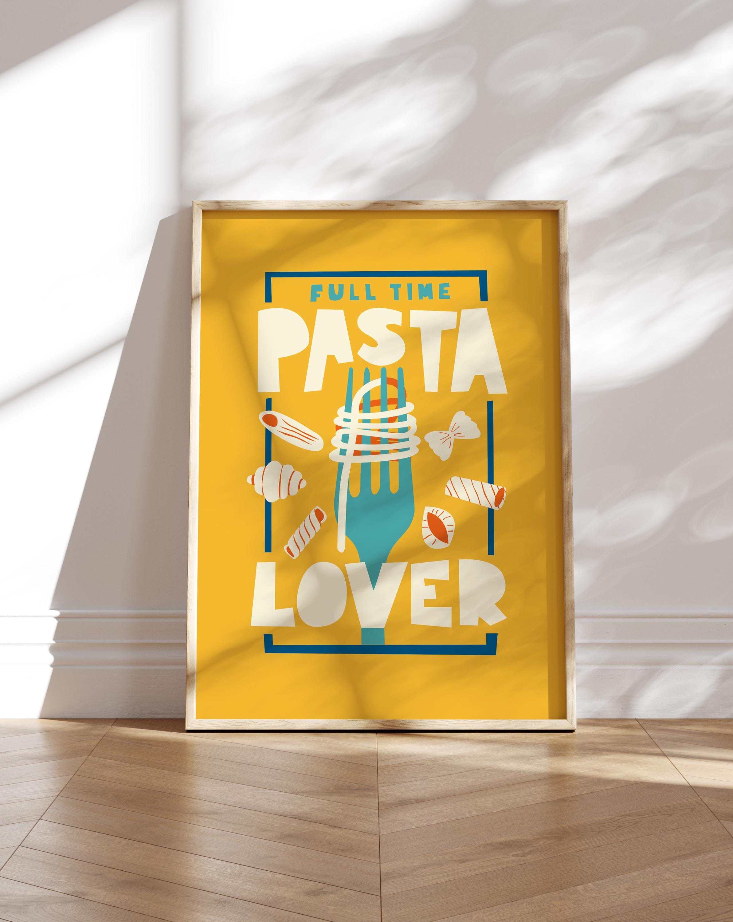 Pasta Lover Print | Italian food | Spaghetti Farfalle Fusilli Penne | Foodie Gift | Wall Decor | Quirky Art Print | Mid-Century style