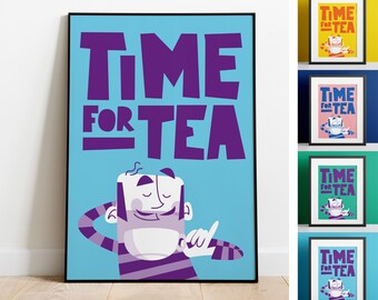 Time for Tea Print | Foodie Gift | Kitchen Art | Poster Print | Wall Decor | French Vintage | Housewarming | Mid Century | Cup of tea Cuppa