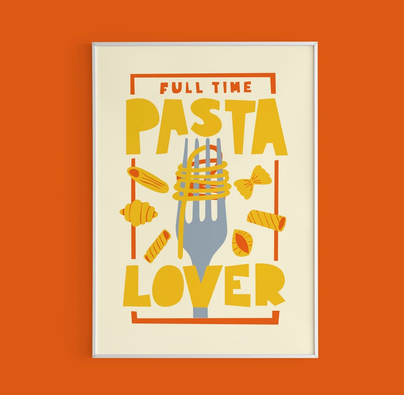 Pasta Lover Print Italian Food Spaghetti Farfalle Fusilli Etsy
