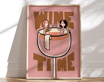 Wine Time Poster: Quirky Kitchen & Bar Wall Art