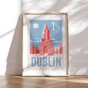Dublin Stempel Druck | Poster mit Dublin Skyline | Wandkunst | Wanddekoration | Reisegeschenk | Büro Dekor | Mid Century Stil | Stadt Drucke