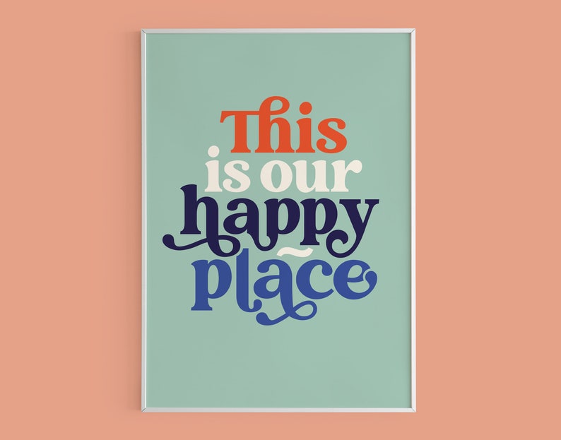 This is Our Happy Place Poster Wall Decor Retro Art Print Etsy UK