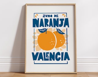 Spanish Oranges Kitchen Poster: Valencia Mid-Century Art Print