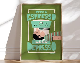 Espresso Art Print: Funny Retro Kitchen Decor