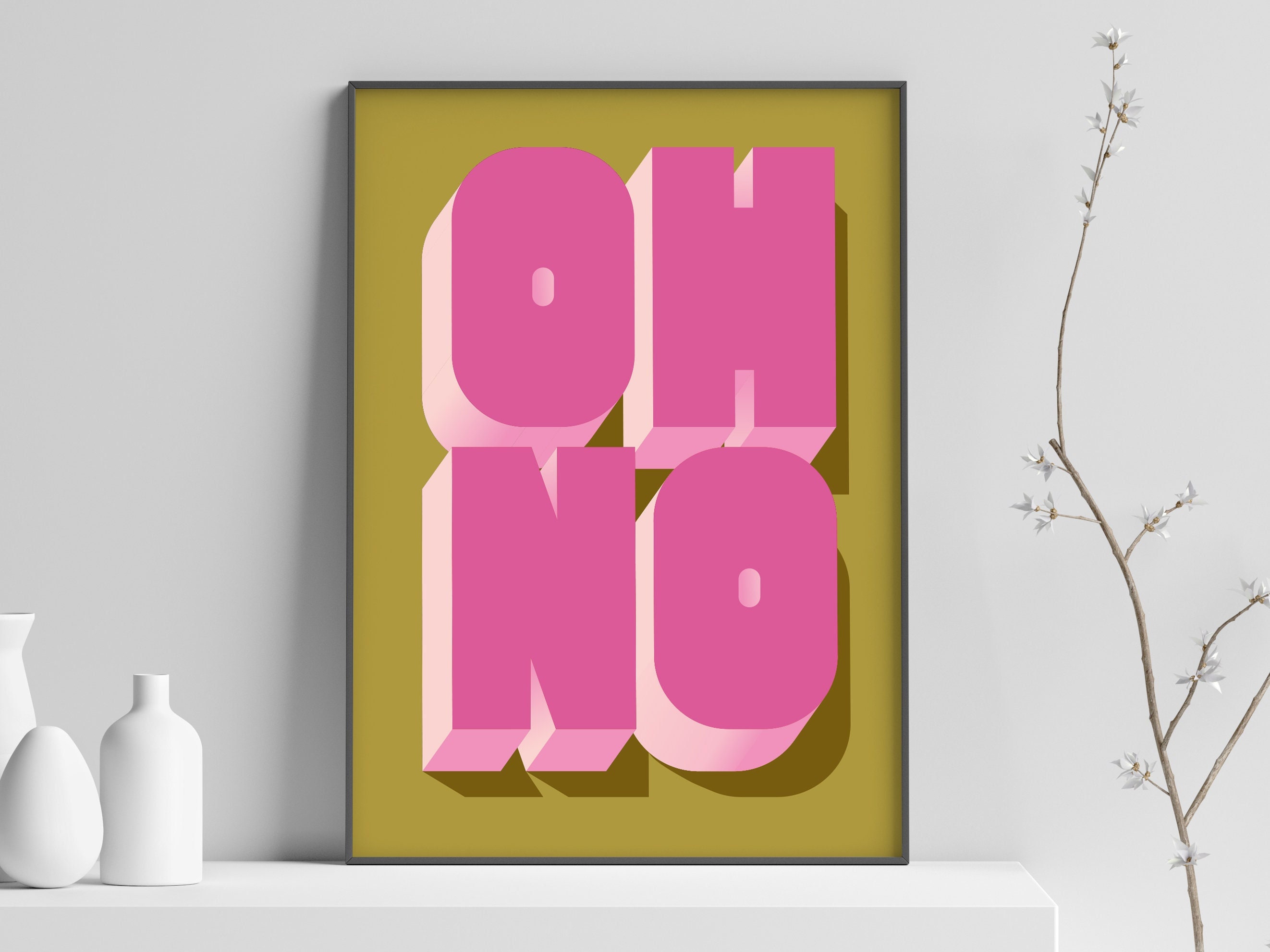 Colourful Bold Print - Art Art Quirky Oh Wall Art Poster Typography Etsy Wall Fun No Gift Colours Decor Art Typography Print Wall