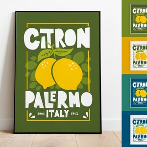 Kitchen Poster Print | Italian Lemons Poster | Foodie Gift | Wall Decor |Quirky Art Print | Housewarming Gift | Mid-Century | Vintage