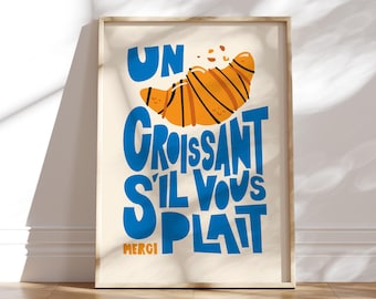 Croissant Poster Print: Mid-Century French Kitchen Wall Art