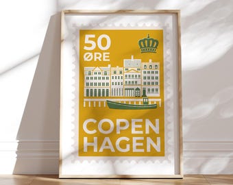 Copenhagen Print | Copenhagen City Skyline Poster | Wall Art | Wall Decor | Travel Gift | Office Decor | Mid Century | City Prints