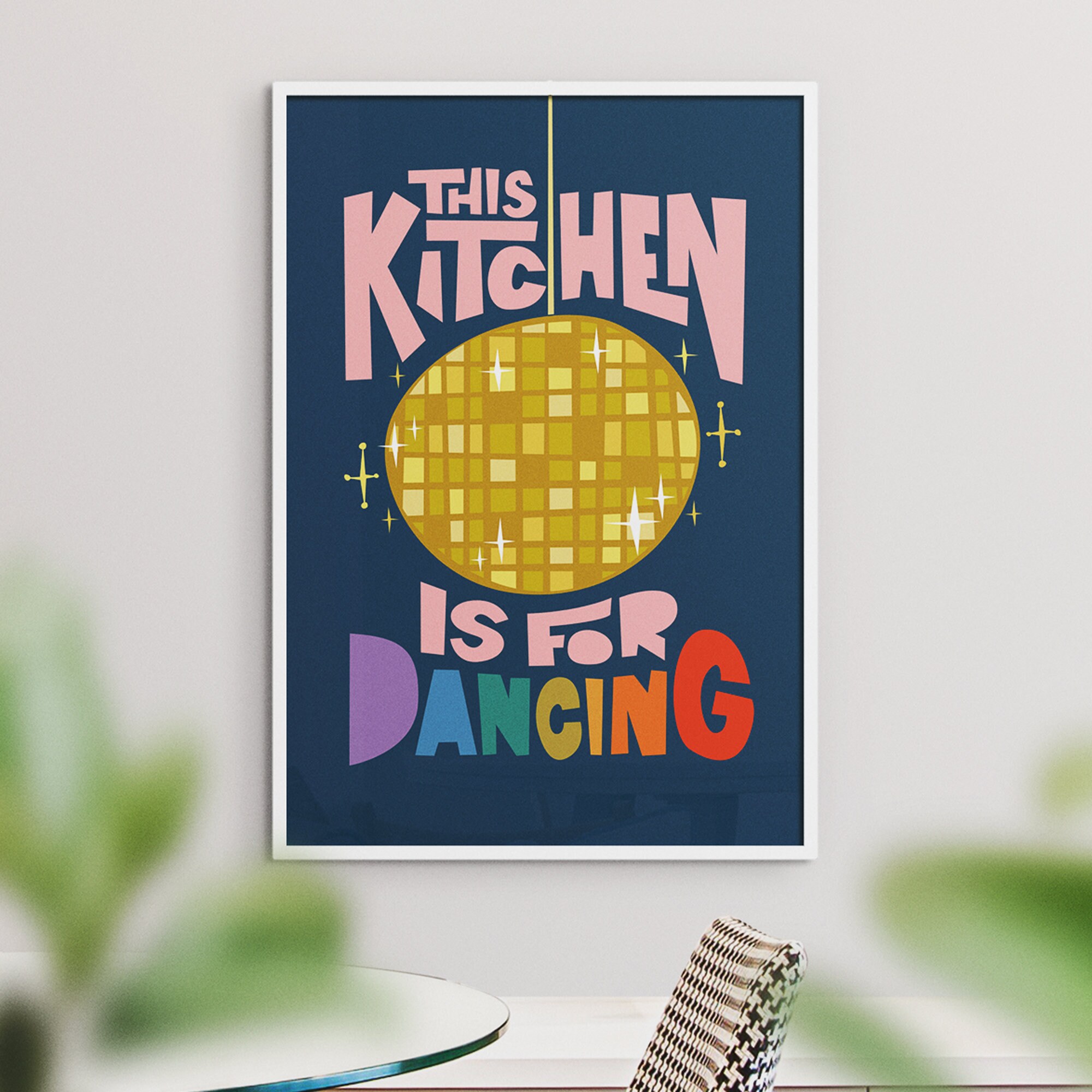 kitchen wall art set of 6 fun foodie prints this... This Kitchen is for Dancing Print | Kitchen Poster Gift | Rainbow Art ...