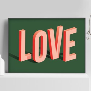 LOVE Art Print – Bold 3D Typography Poster image 2