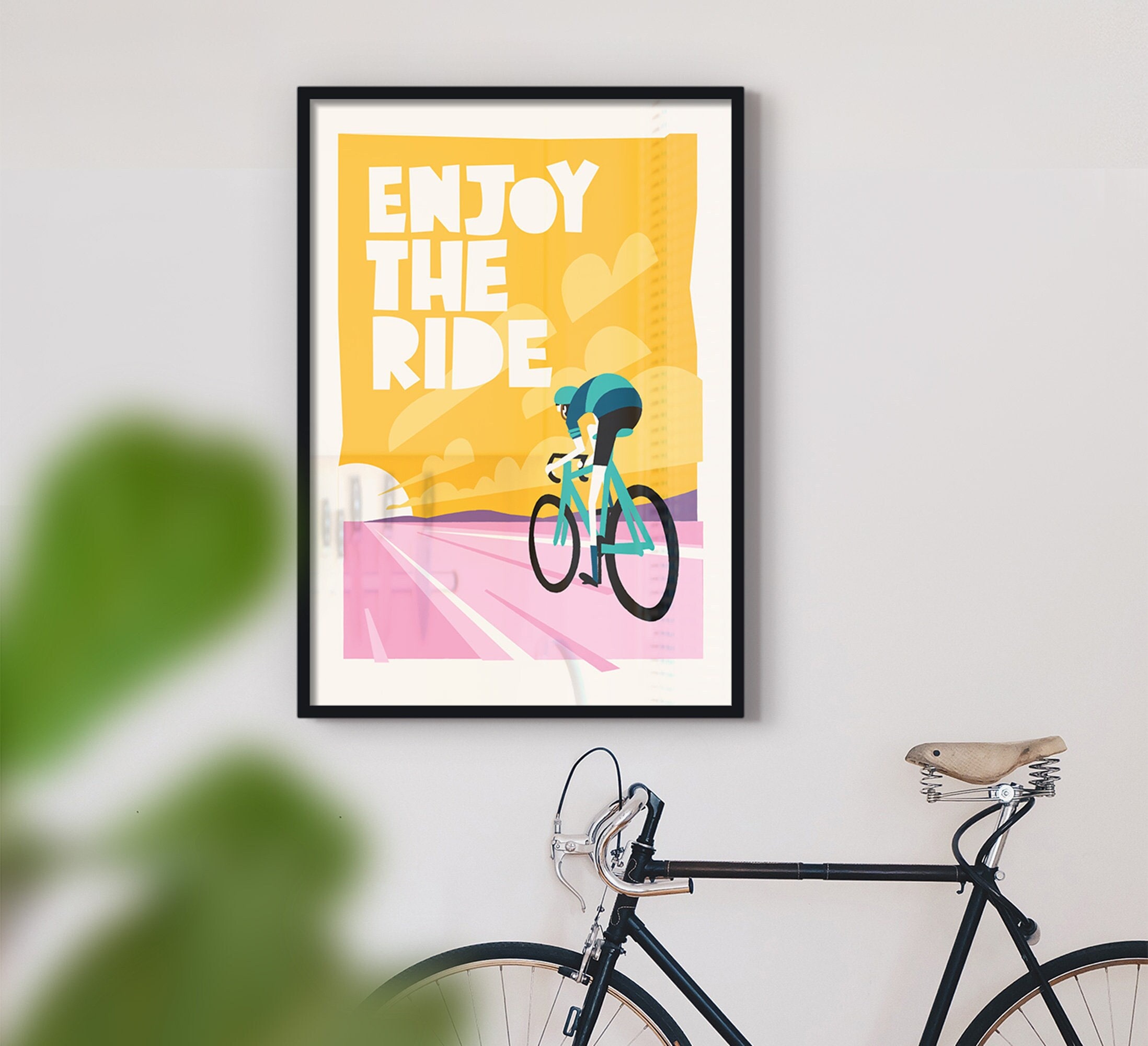 Impression cycliste Profitez de la balade Affiche Art cycliste Décor mural  de vélo Tour de France Cadeau petit ami Milieu du siècle Contemporain -   France