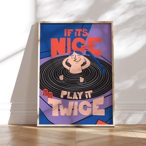Se è bello, suonalo due volte, poster - Stampa artistica musicale retrò, divertente decorazione in vinile, originale decorazione da parete per la casa, regalo perfetto per gli amanti della musica.