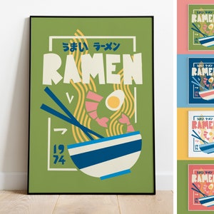 Ramen Poster Print | Japanese Kitchen Print | Foodie Gift | Wall Decor | Quirky Art Print | Housewarming Gift | Mid-Century | Vintage