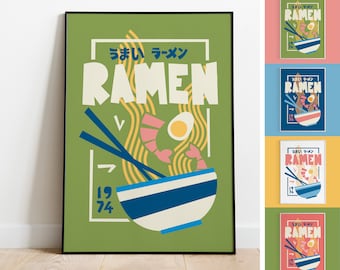 Ramen Poster Print | Japanese Kitchen Print | Foodie Gift | Wall Decor | Quirky Art Print | Housewarming Gift | Mid-Century | Vintage