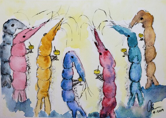 Shrimp Cocktail Art / Etsy