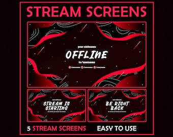 5x Modern Twitch Overlays for Stream Twitch screens. Offline,Starting ...