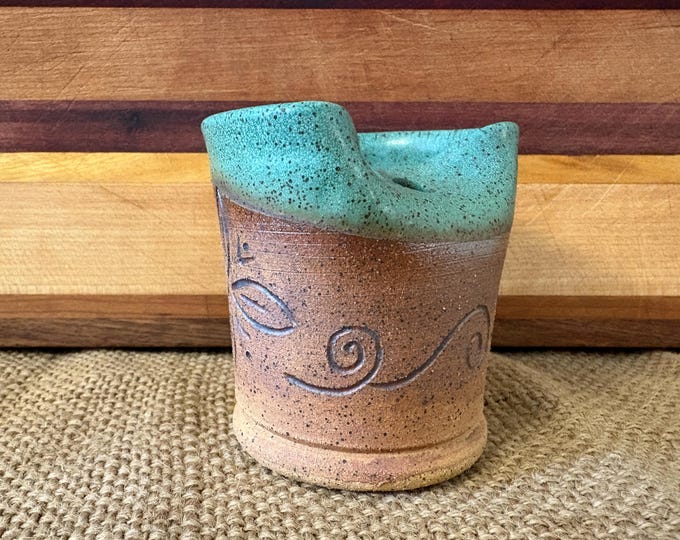 Glazed Green Copper Straw Tumbler, 12 oz