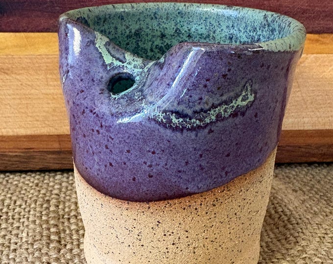 Small Ceramic Straw Tumbler, Handmade Pottery Cup (12 oz)