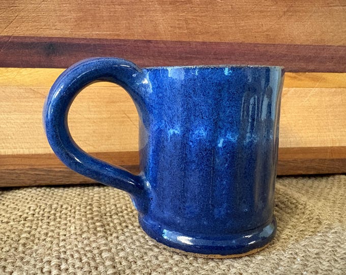 Small wheel thrown sapphire espresso mug